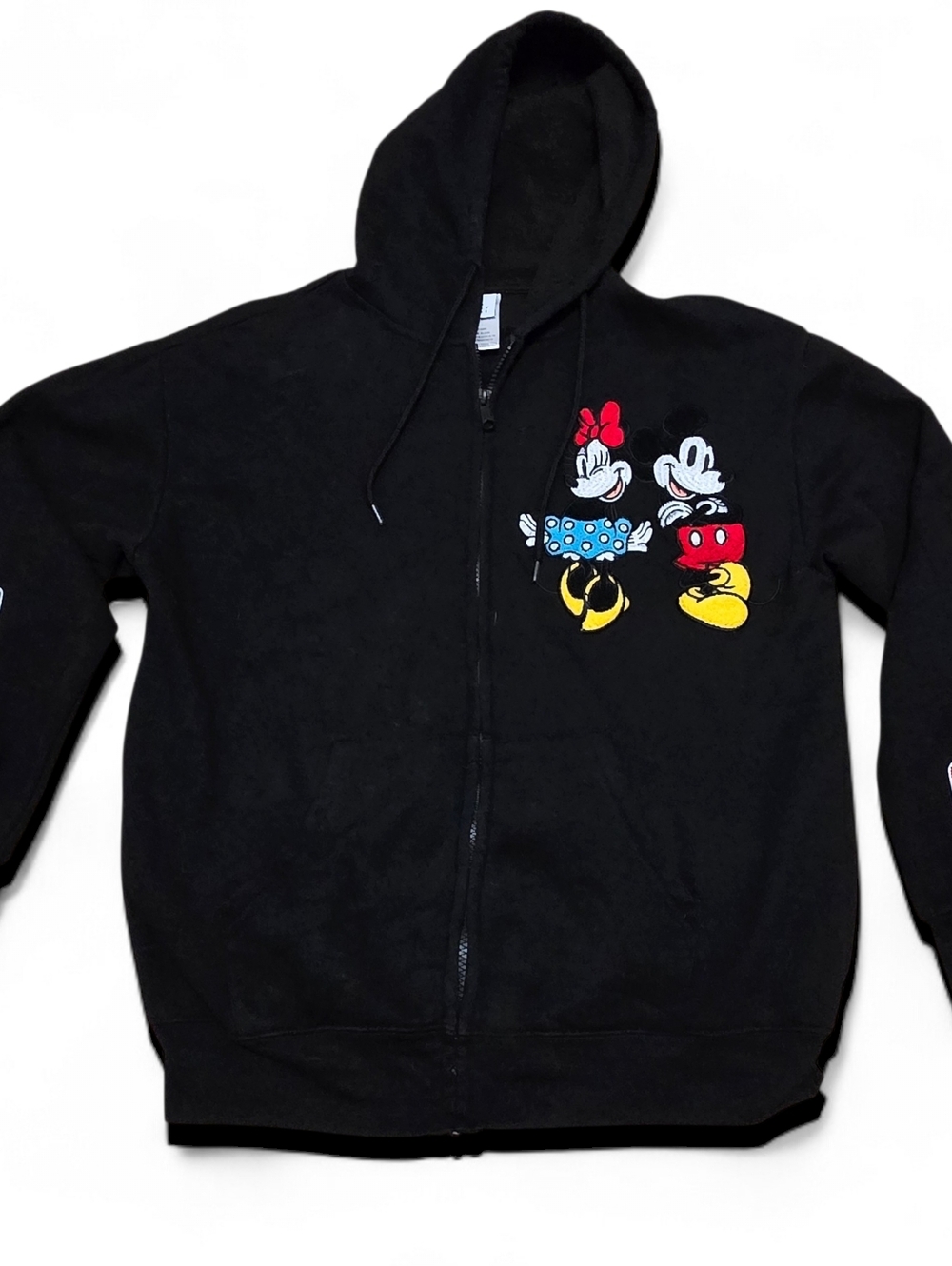 Disney Full Zip Hoodie Swestshirt Minnie & Mickey Mouse, Black, Women's Medium